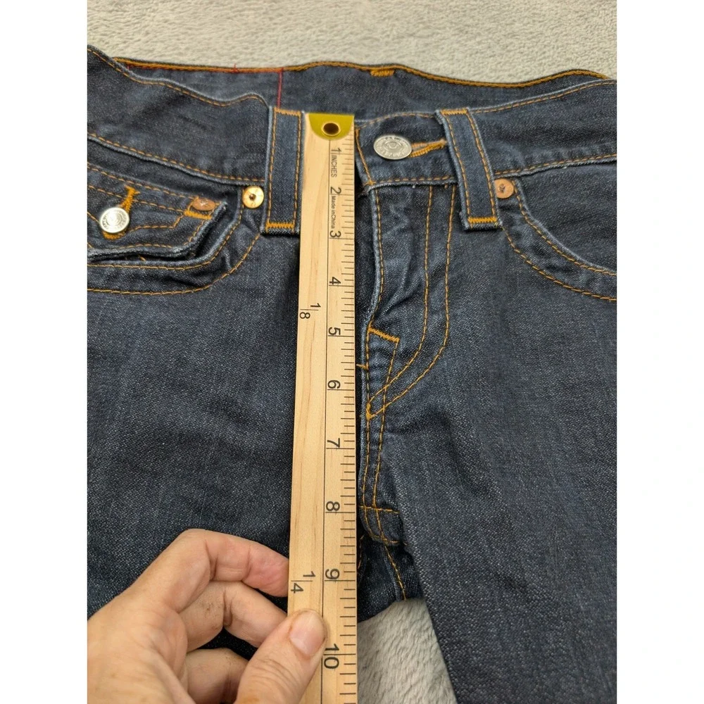 True Religion World Tour Dark Wash Blue Denim Straight Fit Low Rise Jeans